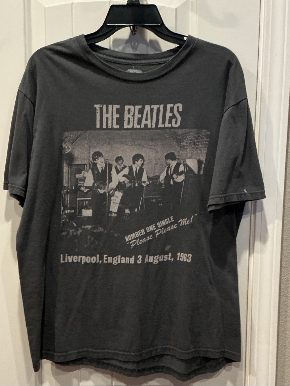 The Beatles Black Graphic Tee with Liverpool Concert Print